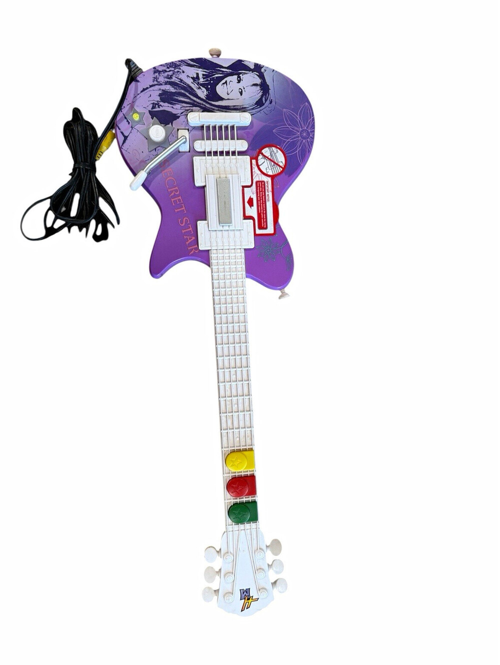 Hannah Montana Secret Star Purple Electronic Toy Guitar w/ Cable Tested - works